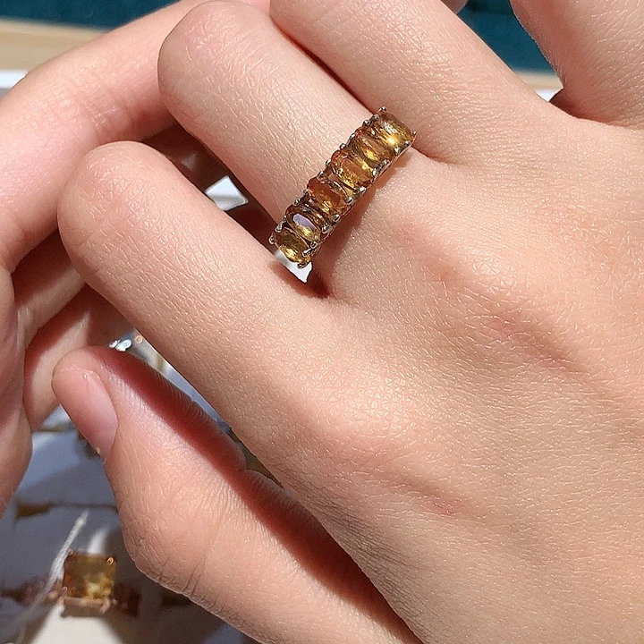 黄晶银S925镶嵌戒指