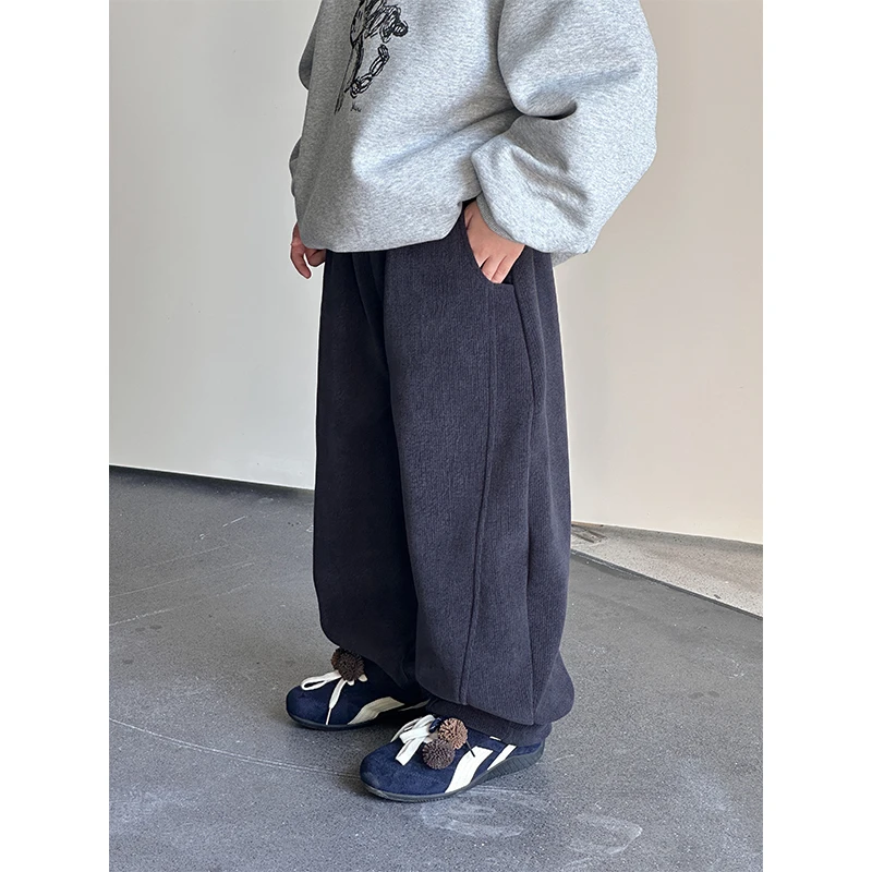 【现货】男童裤子秋冬加厚童装2025新款儿童加绒休闲裤韩版中大童