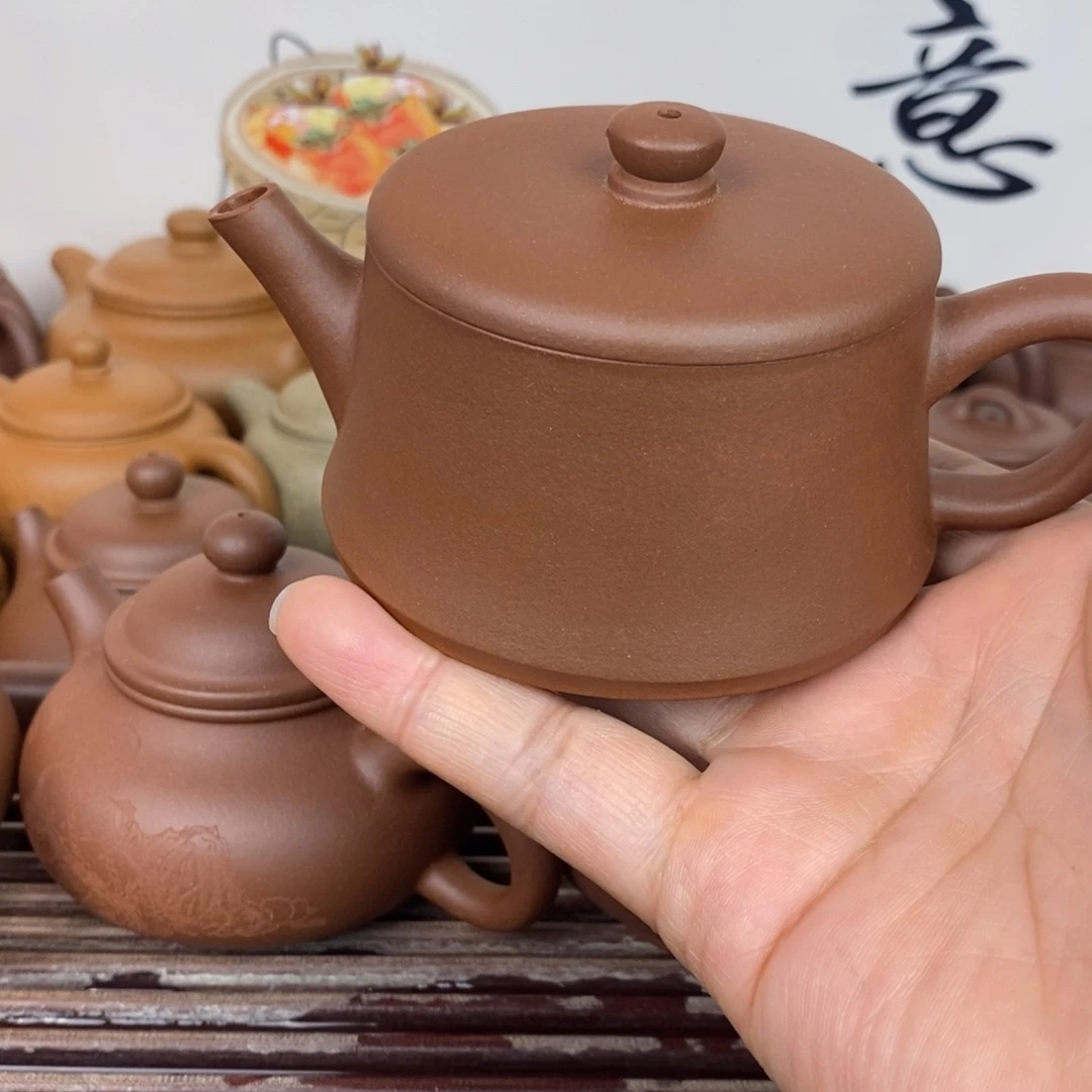 紫砂茶壶云柱原矿深井紫泥150cc左右0