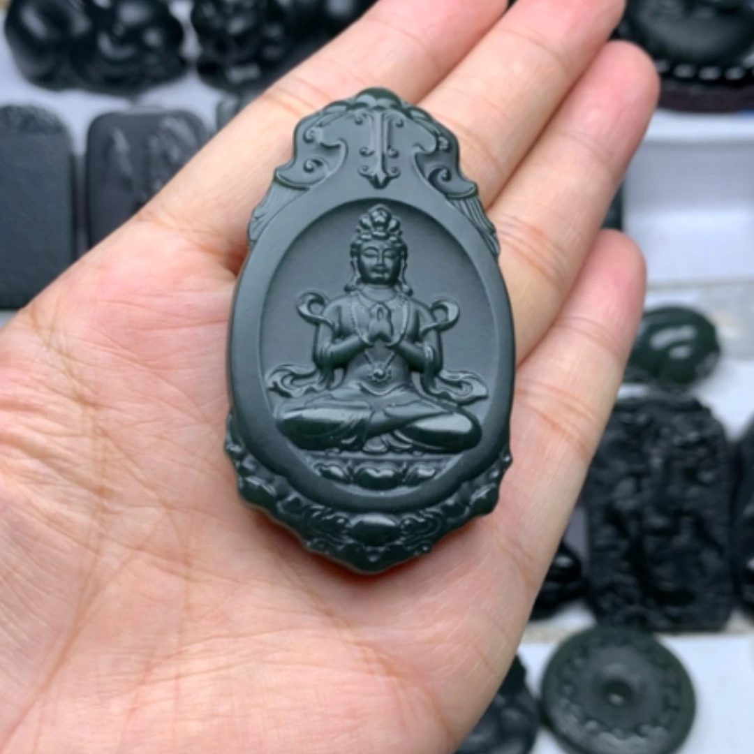 【闪购商品】和田玉未镶嵌颈饰一***诺双面雕刻