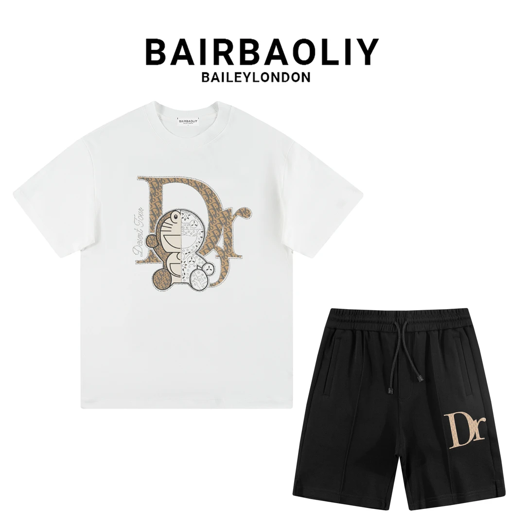 BAIRBAOLIY哆啦A梦联名款闪钻满天星经典字母提花高货品质套装男