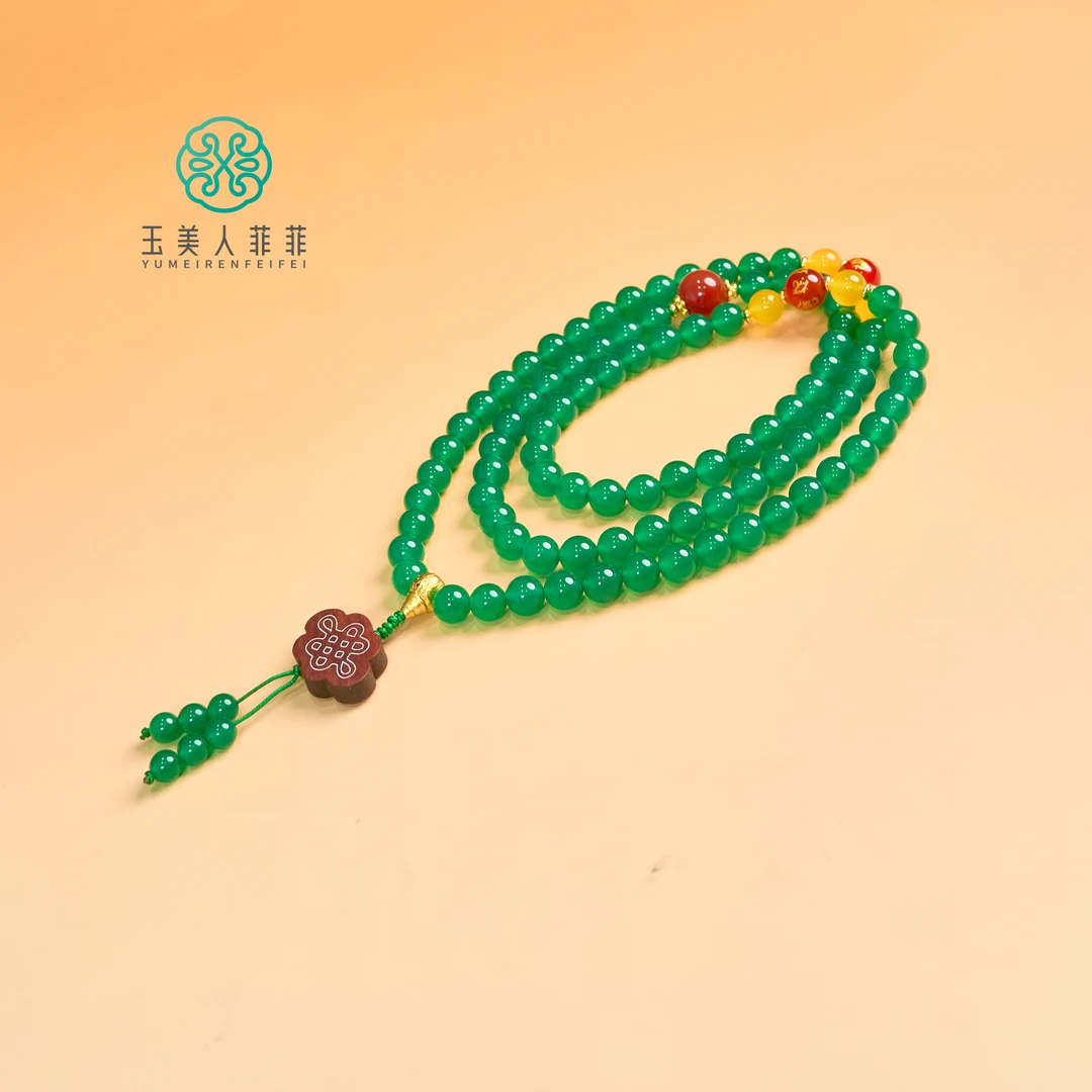 菲菲珠宝好^玛瑙项链约8mm