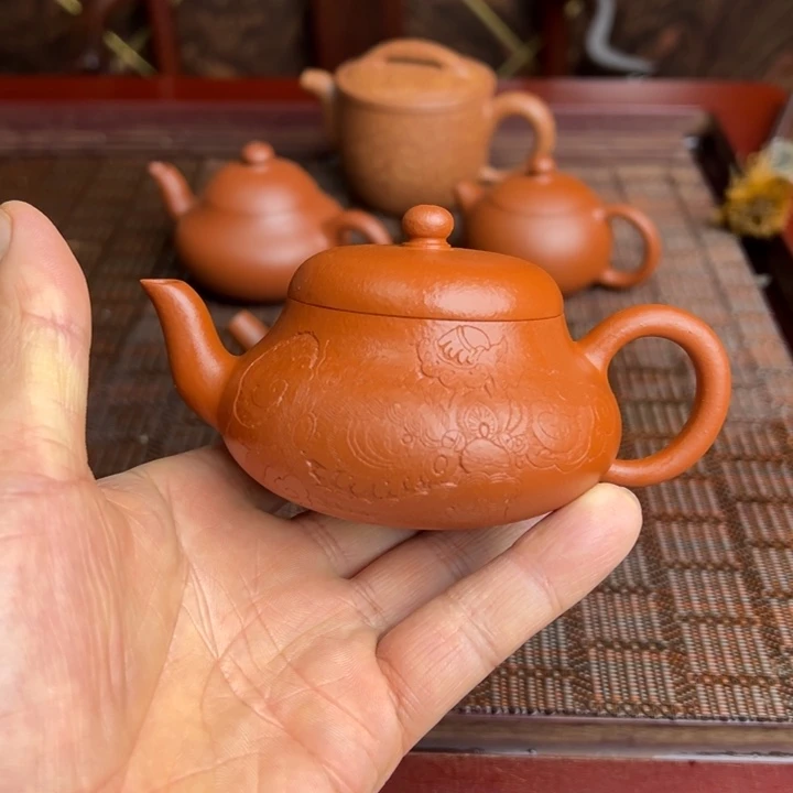 紫砂茶杯黄龙山朱泥、生砂半手工