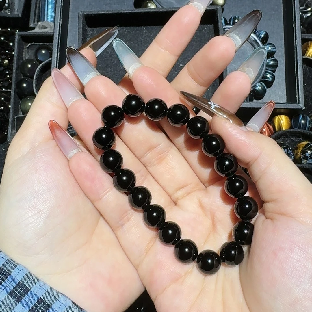 星***转黑曜岩未镶嵌手链