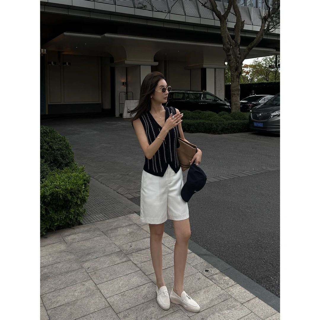 【海岛听风】"99%莱赛尔天丝"极简百搭白色设计三防休闲短裤21476