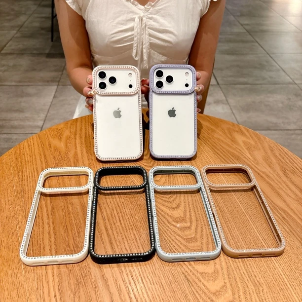 边框镶钻适用iPhone17promax手机壳苹果17/17pro奢华透明保护套16