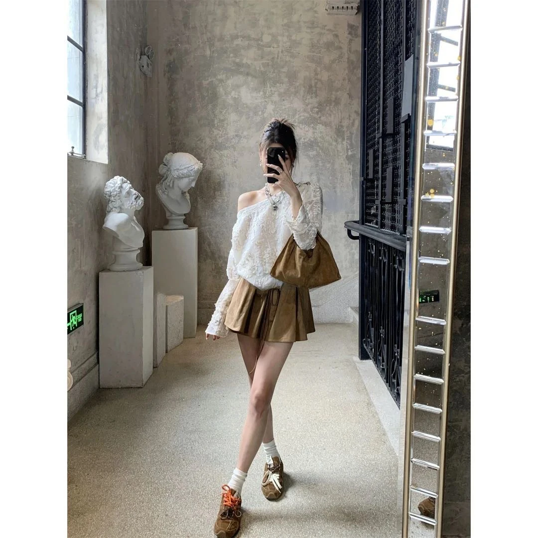 重磅高定 重工露肩刺绣闪片上衣初秋设计感露肩女半裙Y5097Y5013