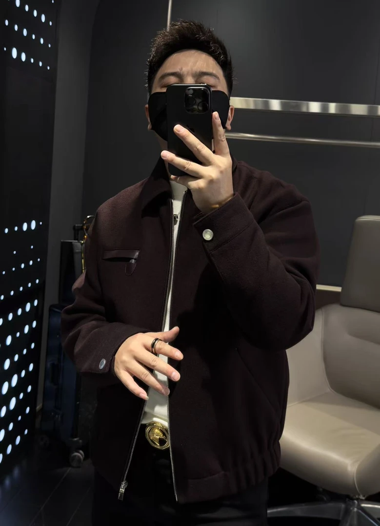 【马哥严选】2025秋新款高端定制绵羊皮拼接羊毛莫代尔混纺立体夹克