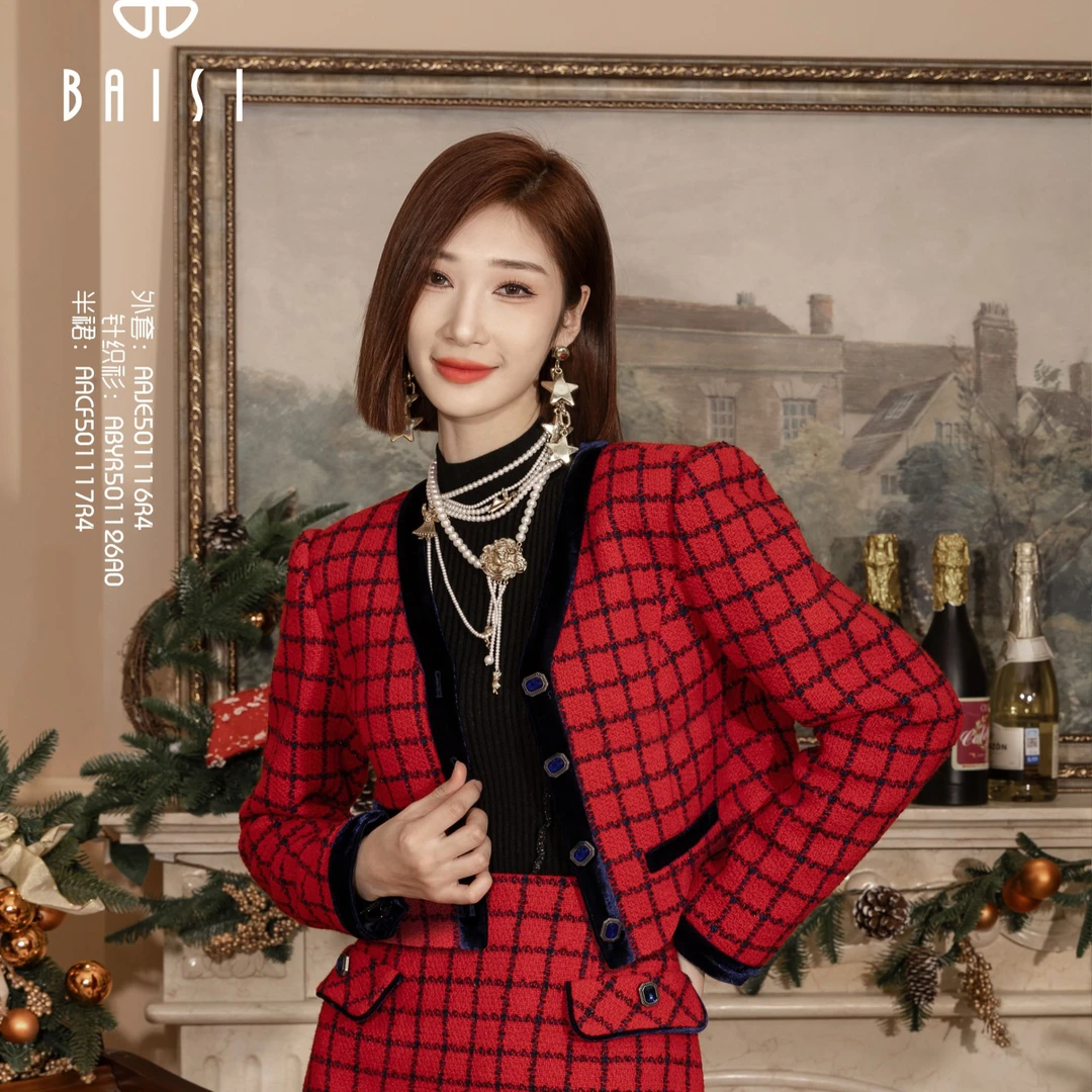 BAISI百丝外套AAJE501116R4小香风红色