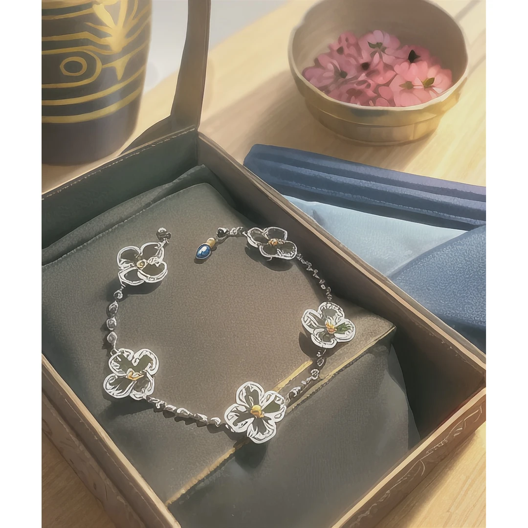 【MK5】时尚银色五花手连【丝巾】