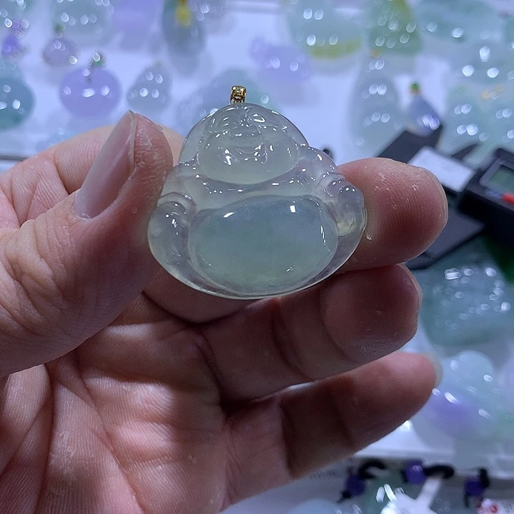 翡翠18K金镶嵌颈饰天然翡翠A货吊坠