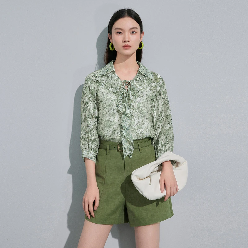 【小铃铛专属】MOFAN摩凡秋新款绿松石鸢尾衬衫MAX372543