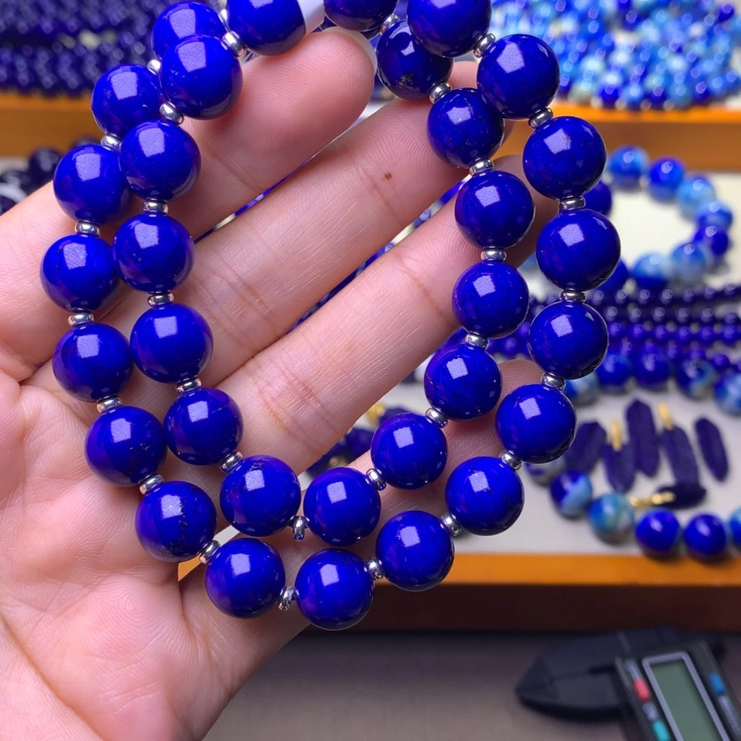 青金石未镶嵌手串10mm露思同款许妍克莱因蓝双圈手链