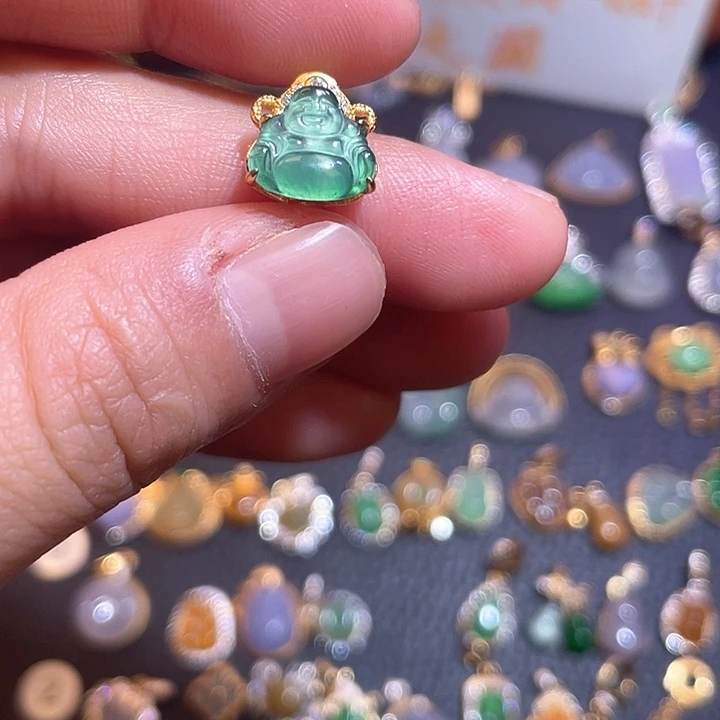 翡翠银S925镶嵌吊坠(不含链)天然翡翠