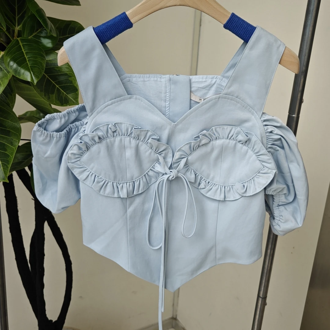 【济州岛】y2 mon air 绑带露肩短款上衣