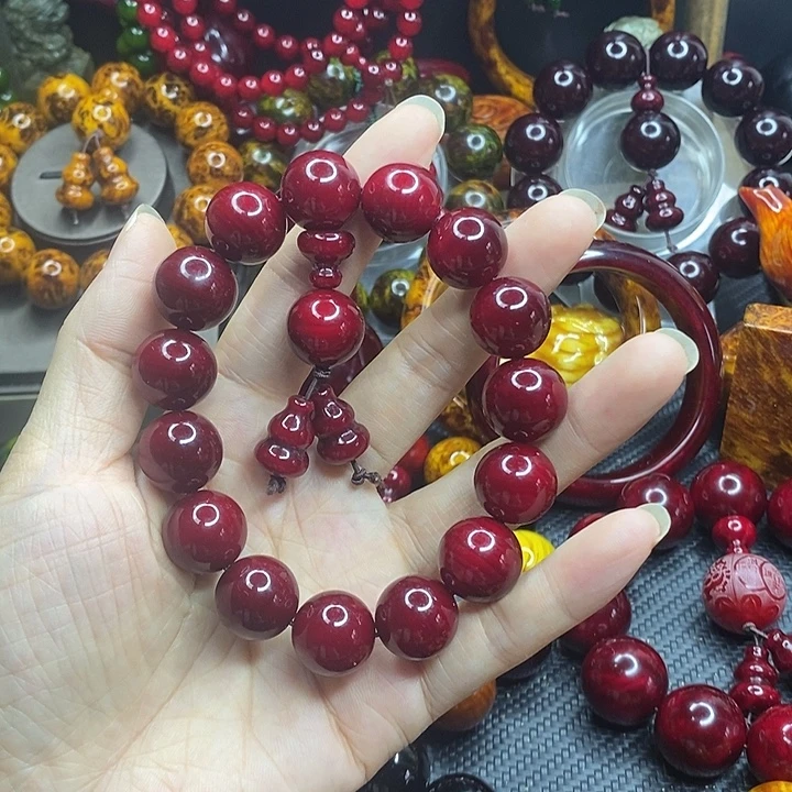 松木琥珀木文玩手串