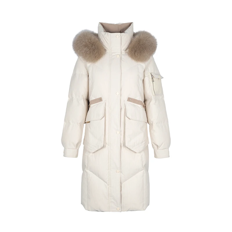 【高高甄选】商场同款新品H版撞色进口狐狸毛鸭绒服N0912A34921