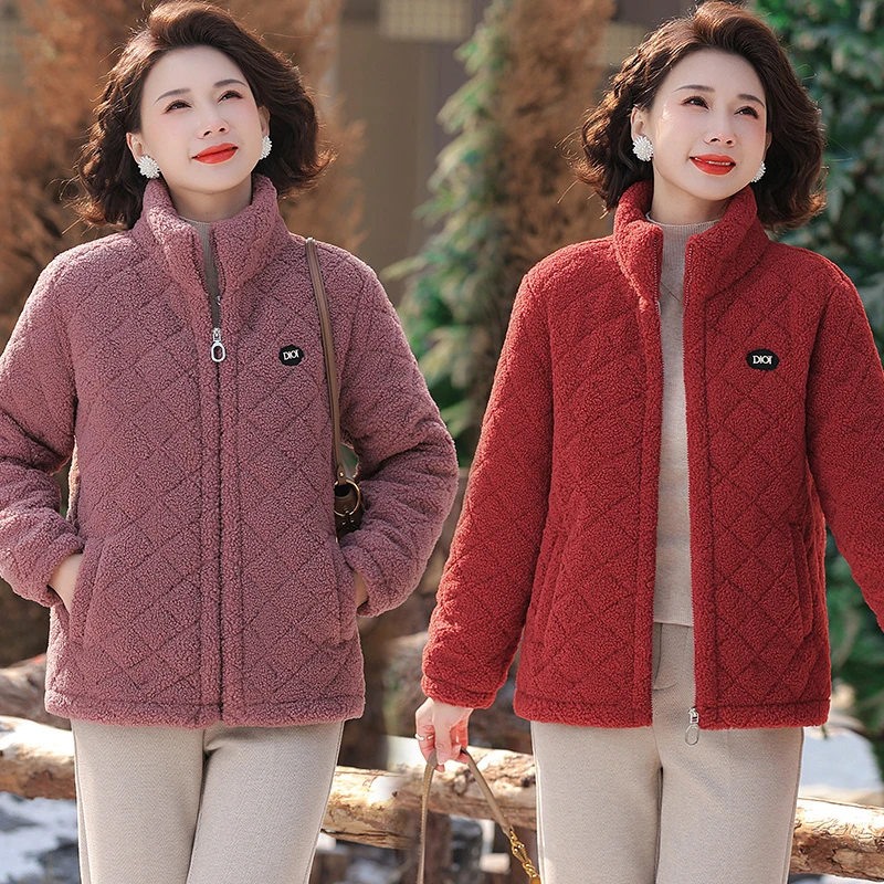 新款2025洋气妈妈秋冬装百搭保暖棉衣中老年加绒加厚宽松棉袄外套