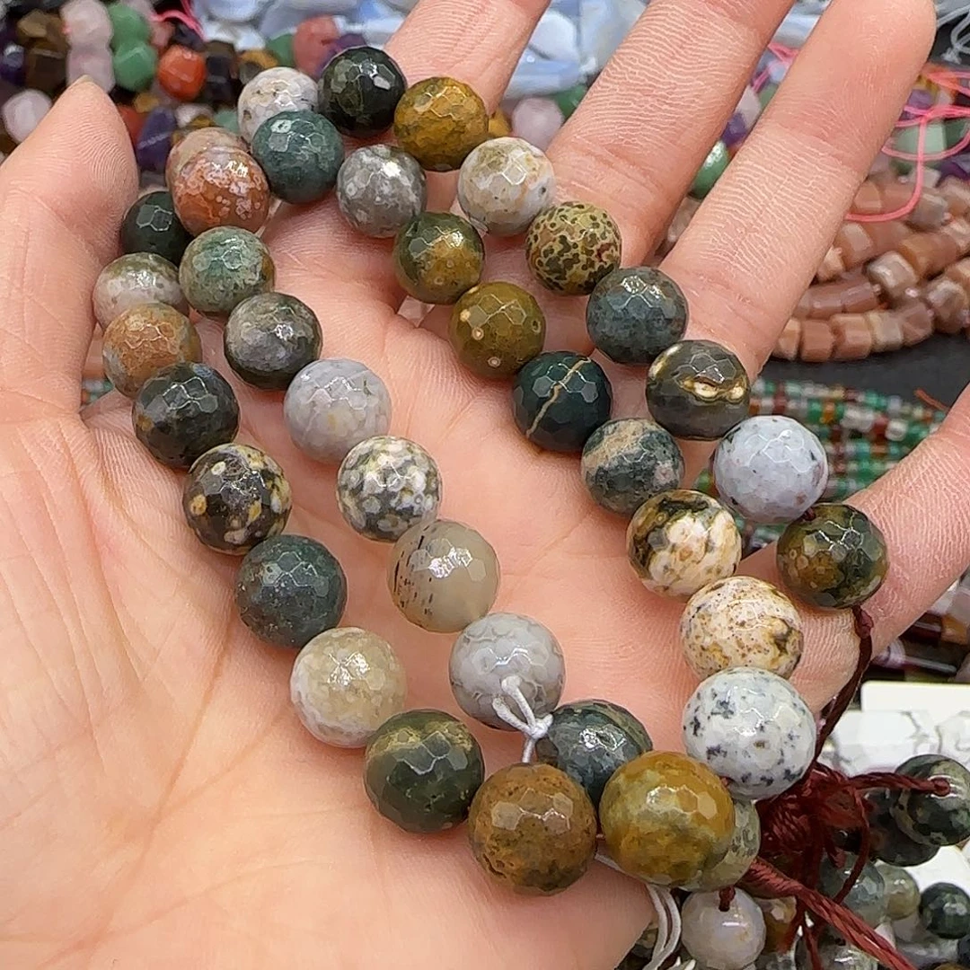 玛瑙/玉髓合金珠宝半成品海洋碧玉10mm一条