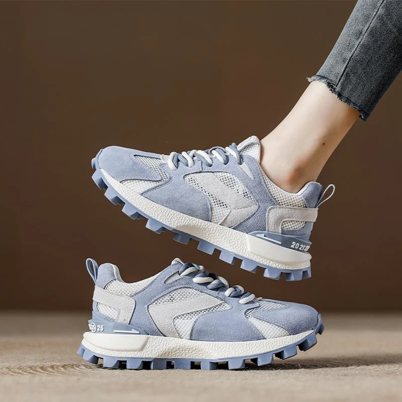 厚底小蛮腰华夫阿甘鞋女2025春季新款粉色休闲老爹鞋爆款运动女鞋