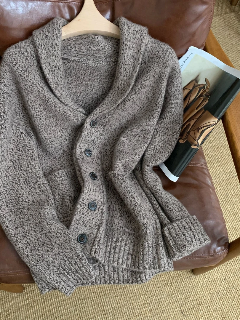 Atenora高奢品牌男士100%山羊绒开衫头休闲秋冬针织百搭