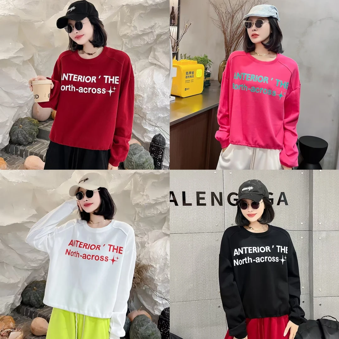 XH7737春季新款宽松休闲双面米妮棉卫衣