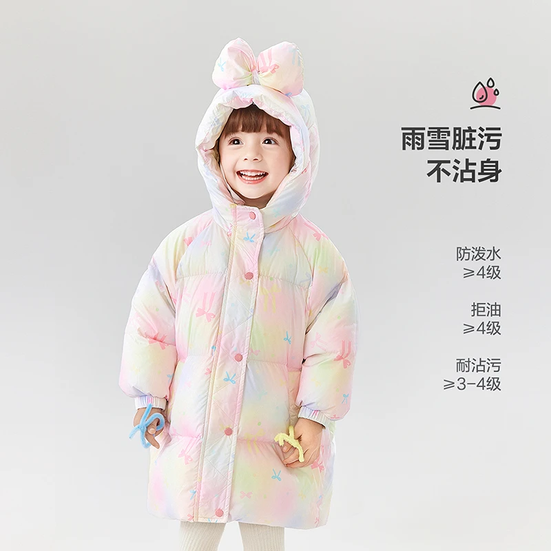 笛莎女宝宝羽绒服冬季儿童衣服甜美外套可爱蝴蝶结帽子-332556520
