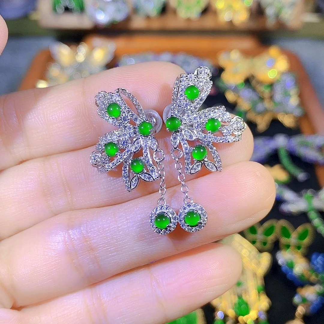 吊坠(不含链)银S925镶嵌翡翠