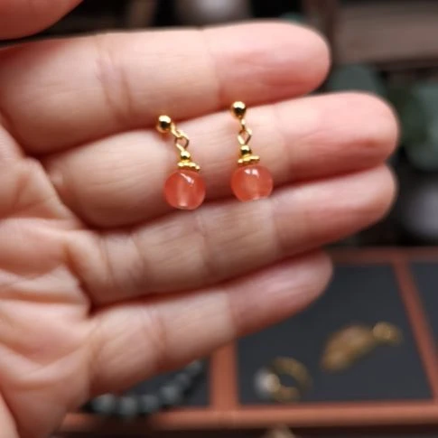 和田玉耳饰银S925镶嵌