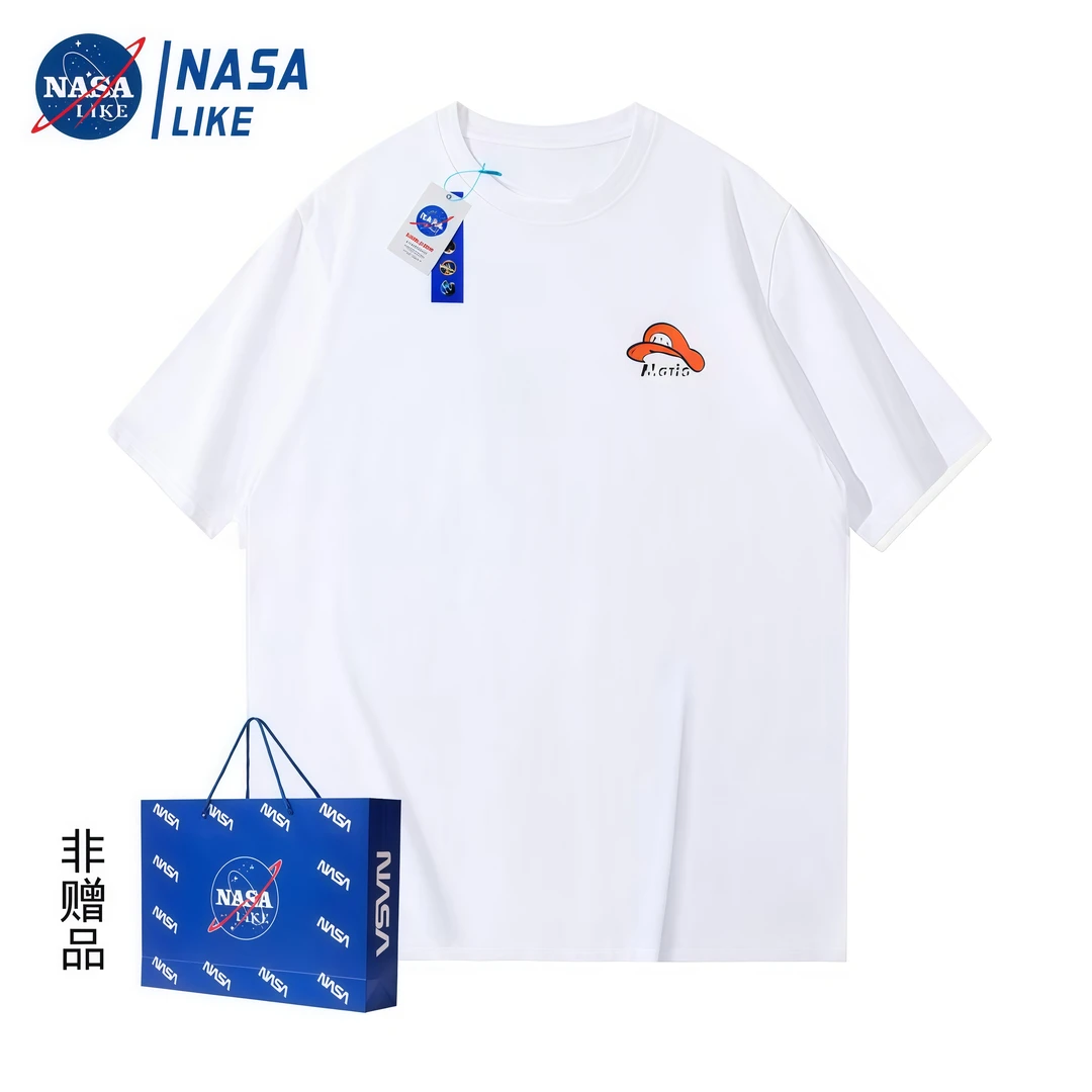 NASA LIKE美式潮牌短袖男上衣夏季高街纯棉宽松情侣款半袖T恤男潮