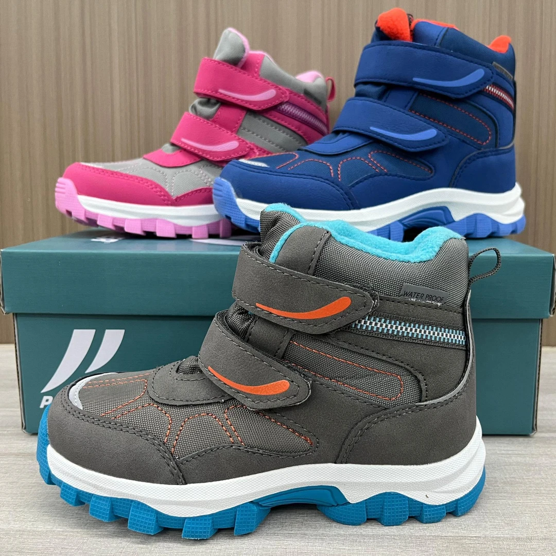 外贸原单男棉雪地靴防水防滑儿童保暖女童靴加厚滑雪靴抗寒-20度