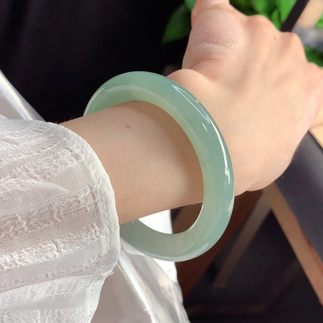 未镶嵌手镯翡翠天然A货翡翠54-55清澈见底的湖水绿10号