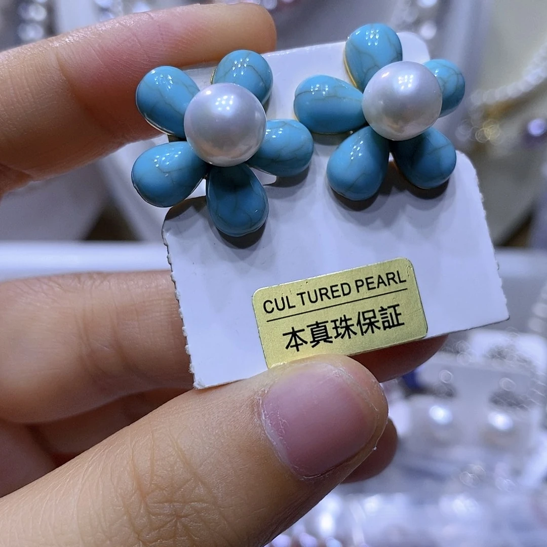 未镶嵌淡水珍珠吊坠耳钉