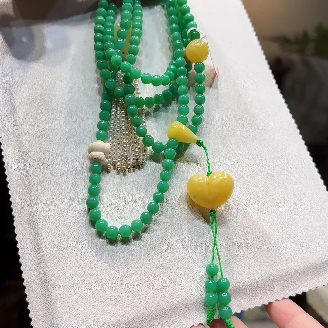 石英质玉未镶嵌套链6mm斜挎