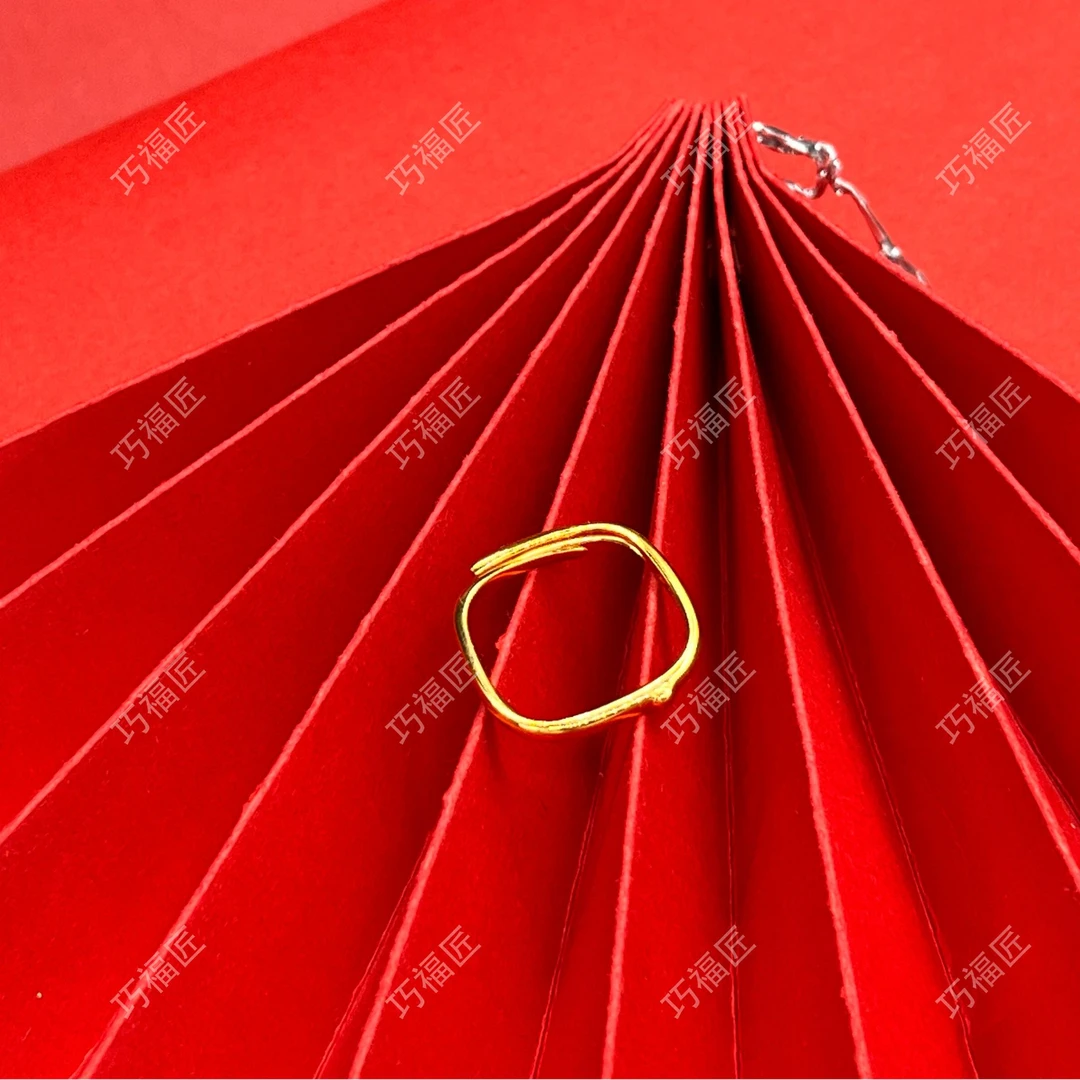 足银戒指 小方戒开口 气质简约百搭款时尚复古简约精美