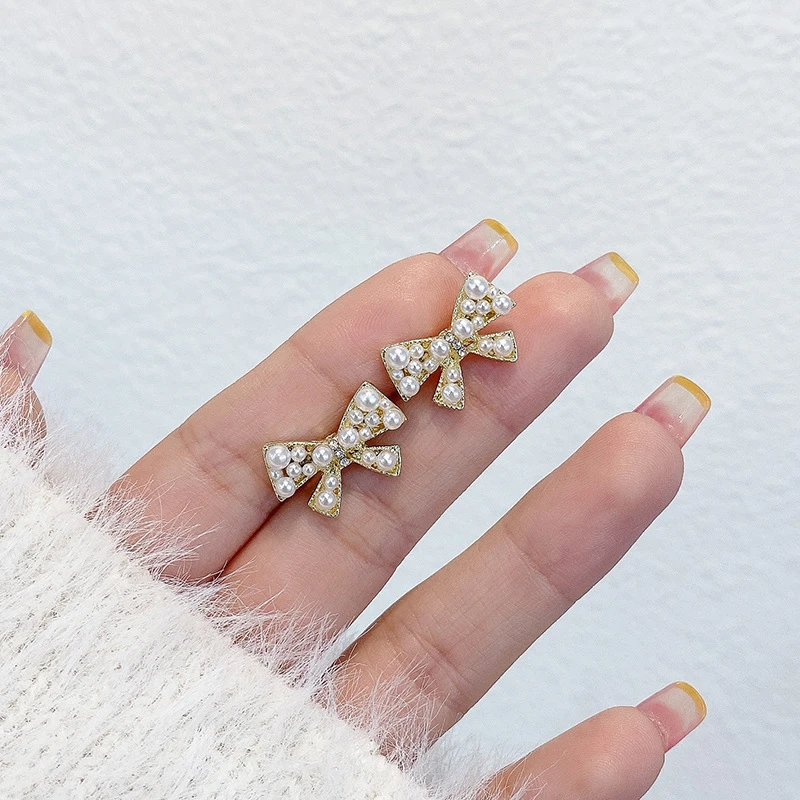 铜合金耳饰 韩版蝴蝶结耳环高质量气质优雅少女风气质耳饰潮耳坠