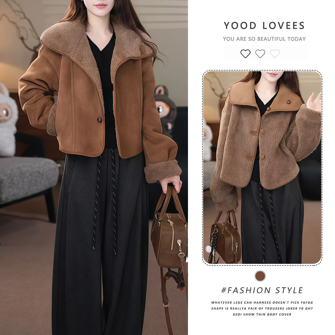 新款羊羔绒潮毛毛短外套女皮毛一体2025两面穿外套秋冬季加厚韩系