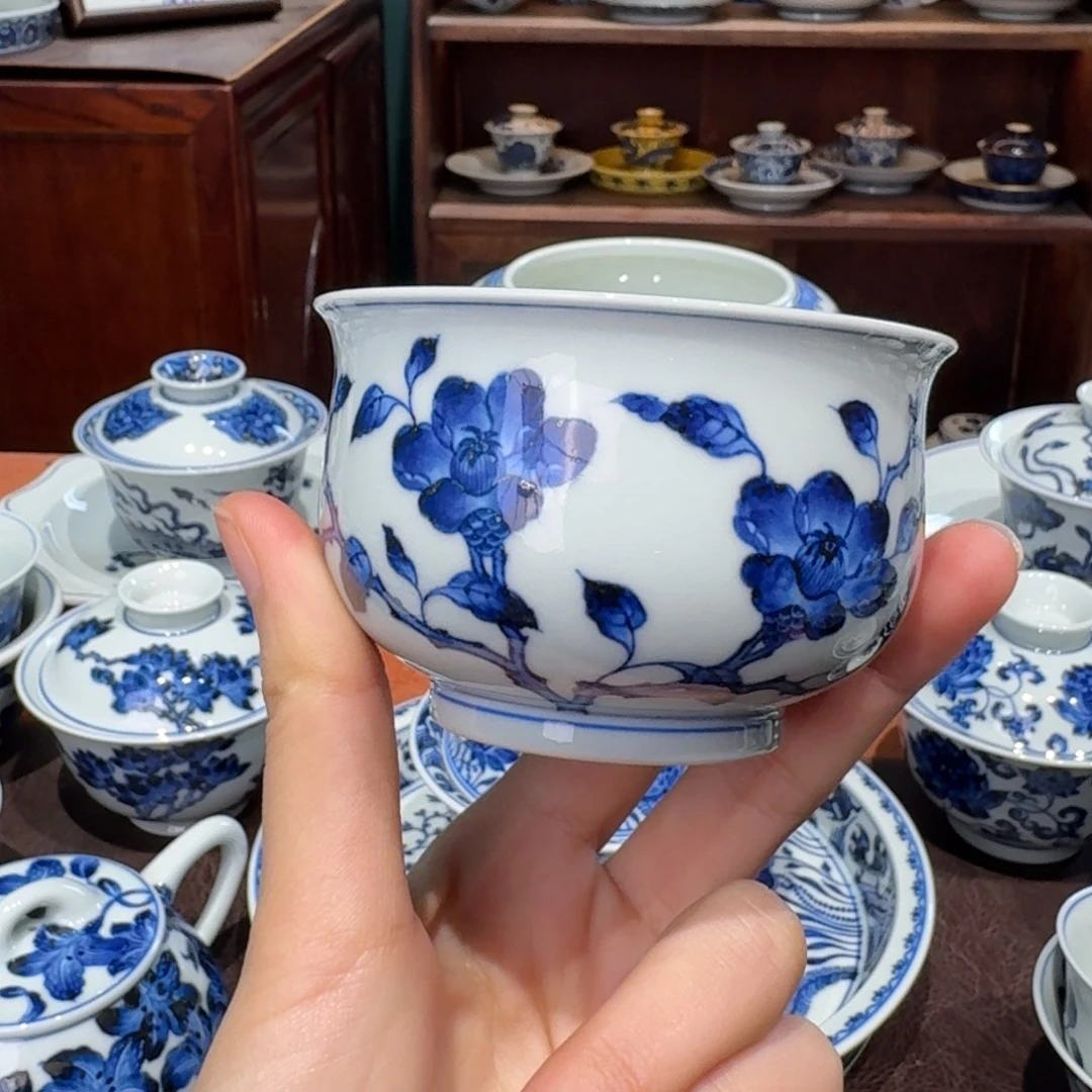 青花雯华堂手绘杯杯