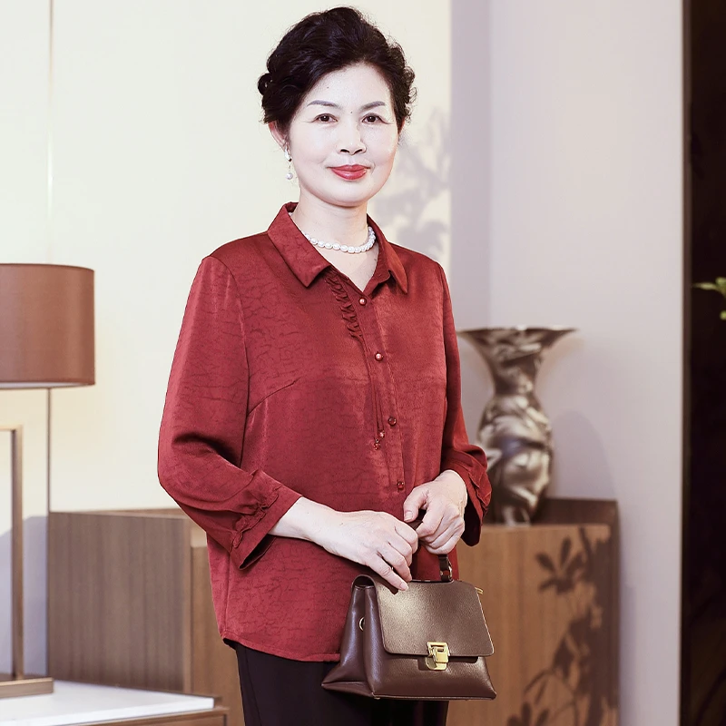中老年春夏装女大码宽松衬衫高贵妈妈夏季老人奶奶太太时尚衬衣服
