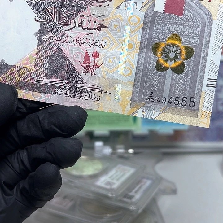 雁***来纸币卡塔尔纸币一张555