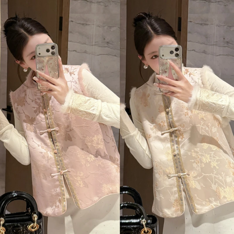 YIRAN【婉月吟】新中式水貂毛温柔加棉马甲