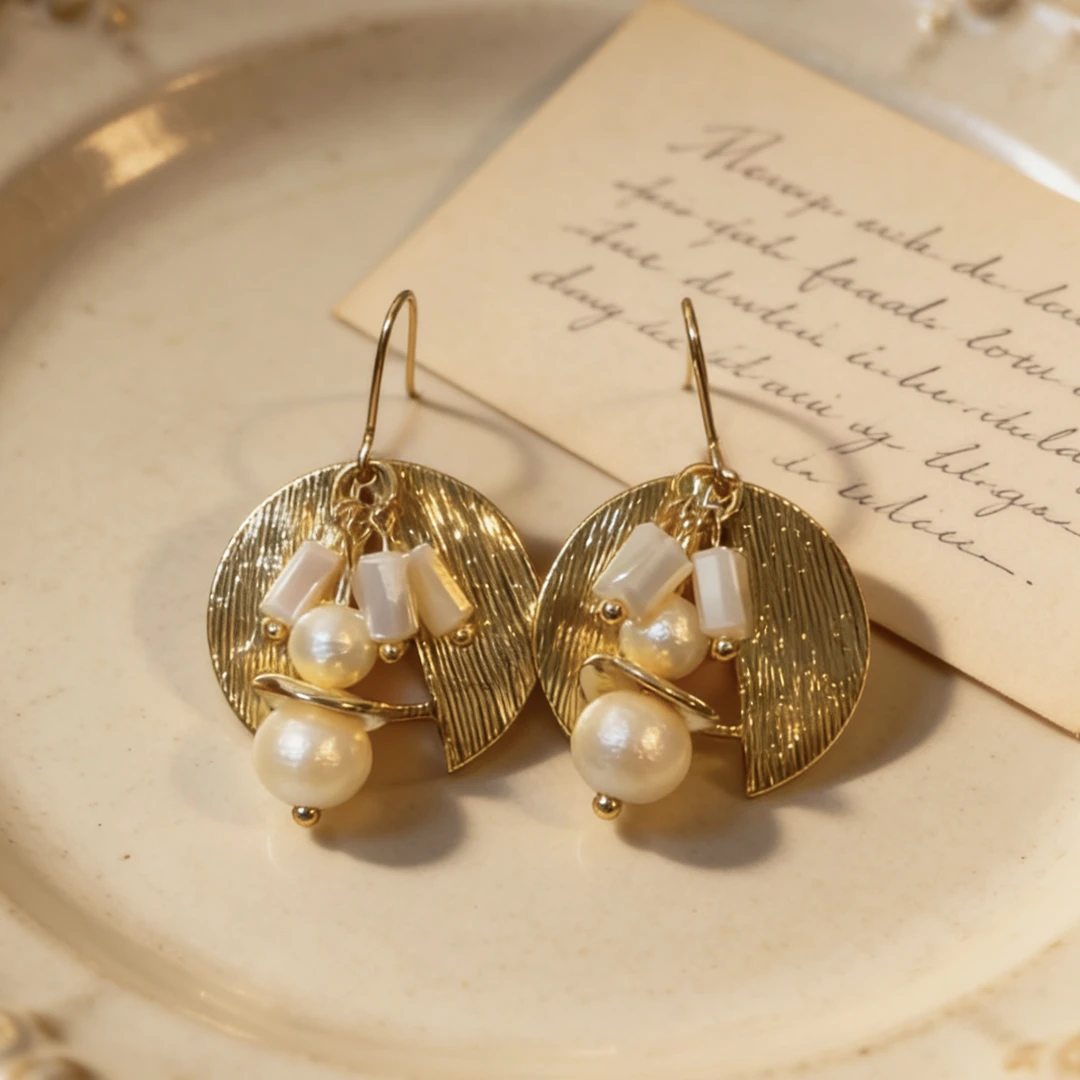 合金仿珍珠耳饰 铜合金耳饰 小众设计感百搭长款气质轻奢耳环
