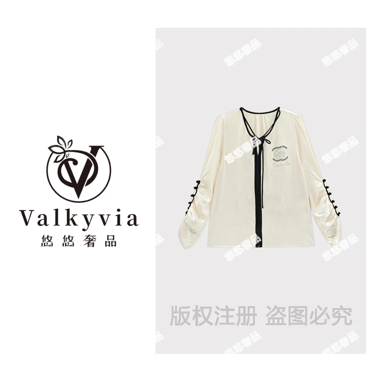 【Valkyvia/悠悠奢品】重工烫钻气质休闲宽松轻奢百搭T恤T8212