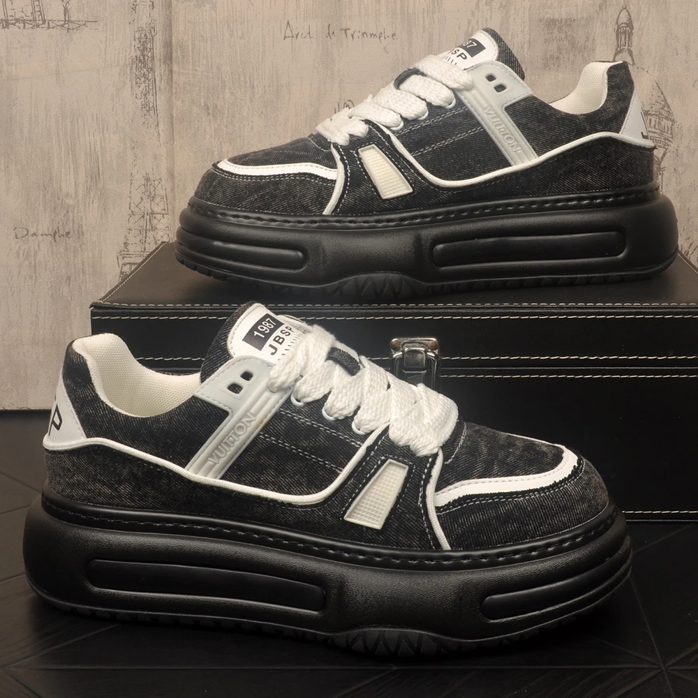 2025新款厚底潮鞋男士增高休闲板鞋透气帆布鞋百搭痞帅潮流运动鞋