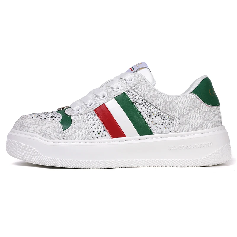 (酷奇正品）2025高奢高定手工鞋真皮百搭时尚潮流女士休闲板鞋