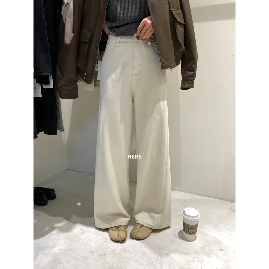 美树【Hers】简约日常经典百搭质感高腰直筒显瘦牛仔裤  20410#