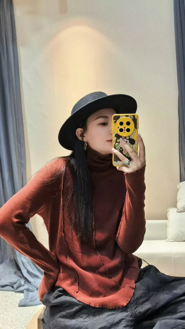 麻四-原创炒色复古时尚百搭打底上衣