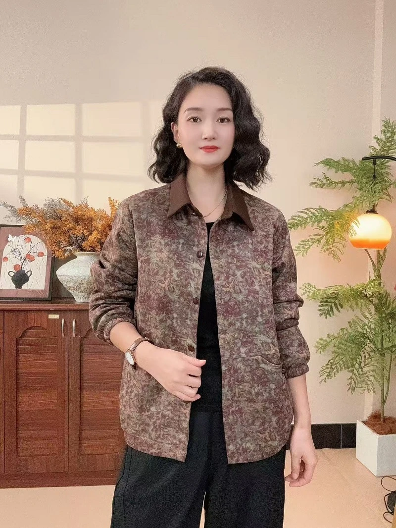 2025中老年女春秋新款时尚休闲百搭外套气质显瘦长袖妈妈装