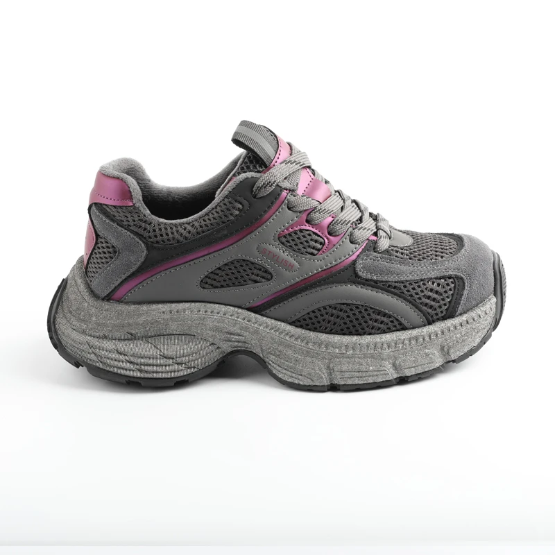 2253-2韩版厚底老爹鞋女 秋季网面透气增高运动休闲跑步鞋舒适