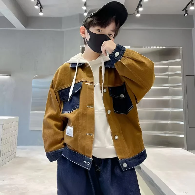 F00343童装男童2025新款秋季韩版休闲外套男童中大童洋气外套潮酷